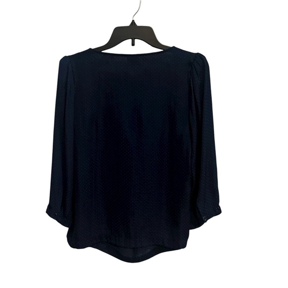 CAbi 5525 Polka Dot Tie Front Knot Blouse Navy Size Small - Picture 7 of 11